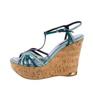 Louis Vuitton Patent Leather Floral Print T-Strap Sandals - Like New